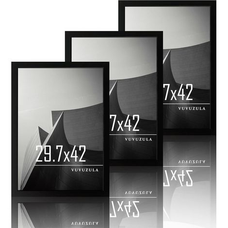 Schwarze Bilderrahmen A3 Holz Fotorahmen Set 30x42 cm MDF Rahmen DIN A3 (1/5)