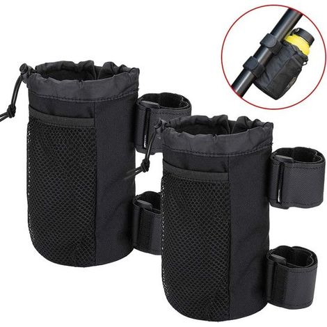 Lot de 2 porte-gobelets universels pour vélo, porte-bidon, Porte-bouteilles pour guidon de vélo, noir, 18 x 10 cm, polyester (1/4)