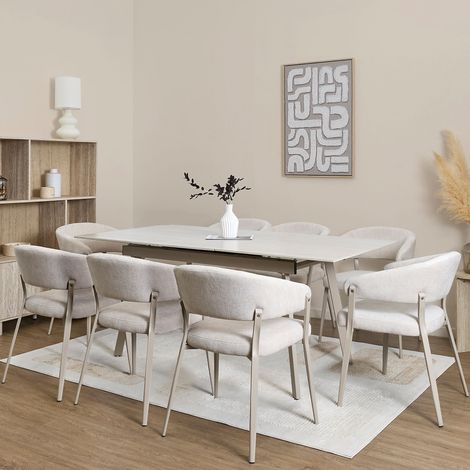 The Home Deco Factory – Table extensible céramique Pietra 140-180 cm – Surface résistante et facile à entretenir – Élégance moderne pour salle à manger