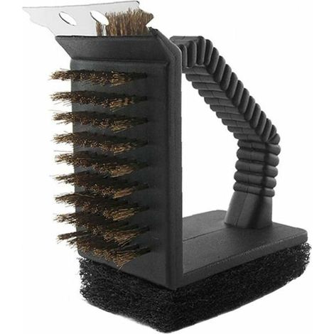 Brosse, grattoir et outil de nettoyage 3 en 1 pour barbecue, avec brosse en cuivre, pour un nettoyage sans rayures de tous types de barbecues.-AquaForge (1/5)