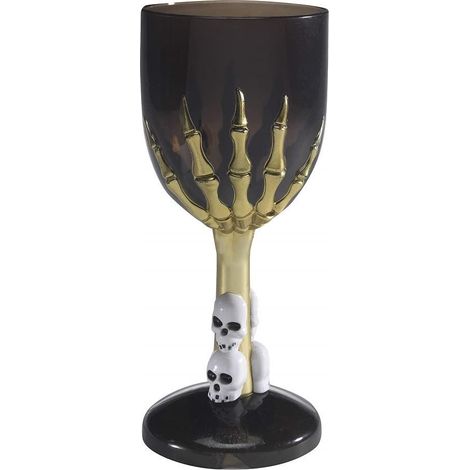 Gothic Wine Glass - Black - with Skeleton Hand Stem - 35642