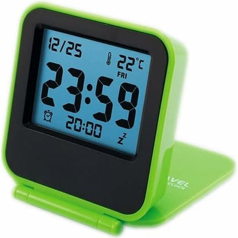 Petit réveil de voyage numérique portable, pliable, avec calendrier et température, pour bureau et déplacement (1/4)