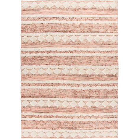 Tapis Bohème Fait à la Main "Bohist II" Rose & Crème 80 x 150 cm (1/4)