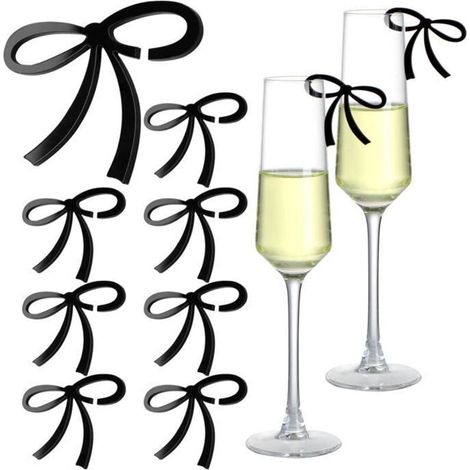 Set of 50 drink tags in bow shape: wine glass charms and beverage markers – Ideal for