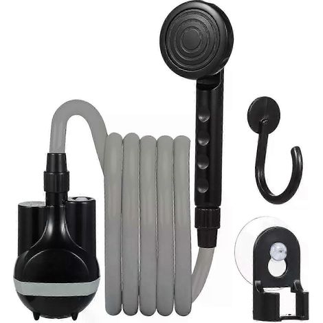 Douche de camping portable, douche électrique extérieure/intérieure avec interrupteur d'eau, batterie rechargeable 2200 mAh Type-C, charge rapide, câble de 20 m (66 pi) - JXLGV (1/5)