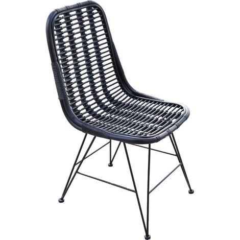 Sessel aus Natürliches Rattan Esszimmer Chillvert Parma 46x60x92 cm Schwarz