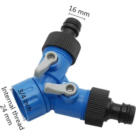 (Bleu) Vanne de dérivation femelle à filetage en Y, raccord rapide, répartiteur d'irrigation de jardin, contrôleur de lavage de voiture, fournitures d'arrosage (1/5)
