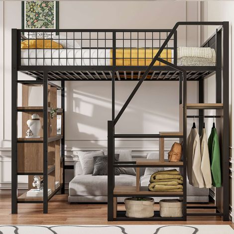 Lit coffre 180x200 cm avec sommier à lattes, rangement hydraulique, tête de lit XXL avec liseuses USB, lit rembourré en velours gris (1/5)