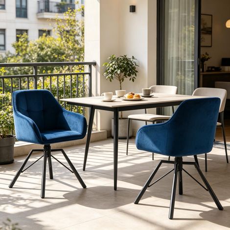 Chaise d'appoint large, fauteuil de cuisine pivotant, siège de salle à manger confortable, lot de 2 chaises avec dossier rembourré (1/5)