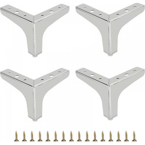 10cm Pied de canapé en métal 4 pcs Pieds de meuble modernes Pieds de meuble de canapé Pieds de rehausseur de meubles Pieds de rechange pour meuble TV Canapé Placard, Argent (1/5)