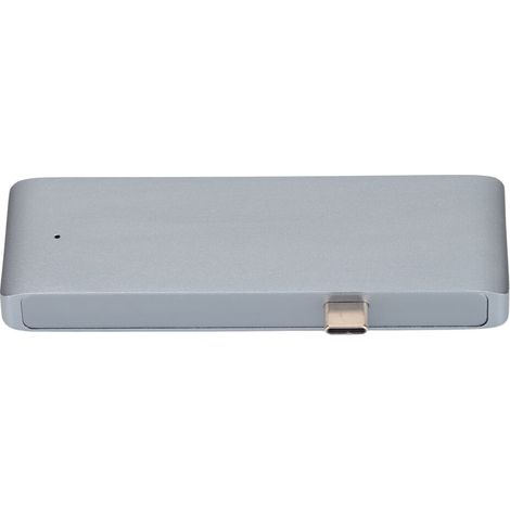 Un lecteur de cartes SD/microSD double pour MacBook Pro A, doté de deux ports USB 3.0 et d'une station d'accueil USB-C avancée avec capacités de charge rapide, le tout dans un design fin et portable.