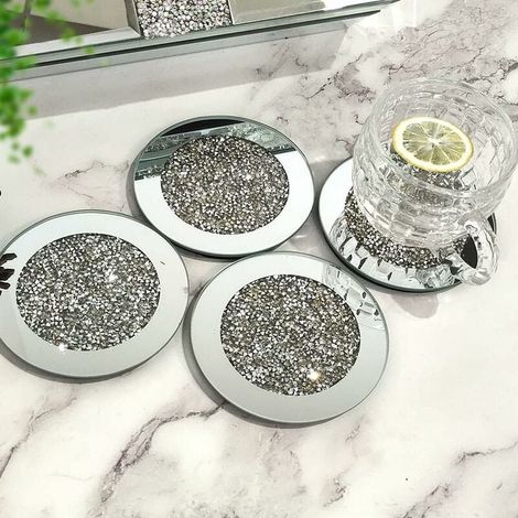 4er-Set Glasuntersetzer mit Diamantsplittern, Tischdekoration (10,2 cm) (1/5)