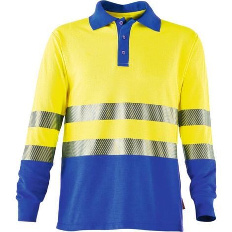 ROFA Polo multinorme Manches longues, jaune / bleu bleuet, Taille unisexe: XL
