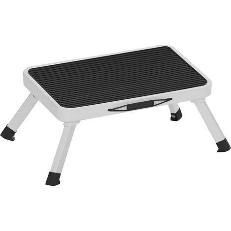 Marchepied 1 Marche Pliable, Escabeau, en Acier, avec Patins Antidérapants, Charge 150 kg, Dimensions Dépliées 32 x 44 x 17,5 cm (1/5)