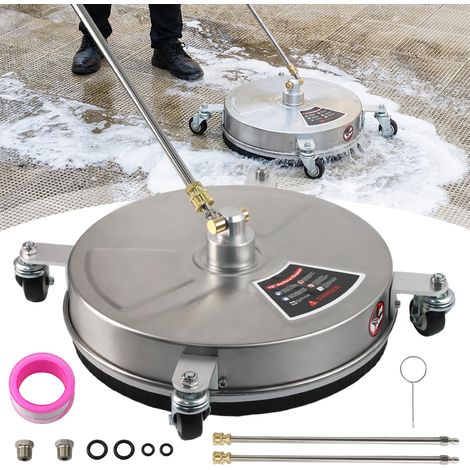 15“ Nettoyeur de Surface pour Nettoyeur Haute Pression, avec 4 Roues, 2 rallonges, pour béton, Patio, Trottoir, terrasse, allée, connecteur Rapide 1/4" (1/5)