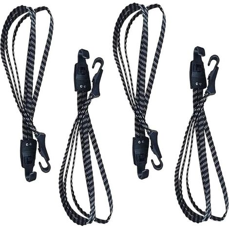 Elastische Gepäckgurte, 4 Stück elastische Bungee-Seile mit stabilen Haken, elastischer Fahrradgurt, flache elastische Bungee-Seile mit Haken zur Befestigung von Motorradhelmen, Gepäck und Umhängetasc (1/5)