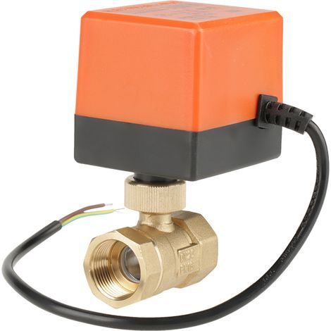 Vanne à bille motorisée à 2 voies à structure de précision, câblage flexible, vanne à bille en laiton G3/4", pour l'automatisation des bâtiments, le contrôle de l'eau, la régulation du débit de fluide (1/5)