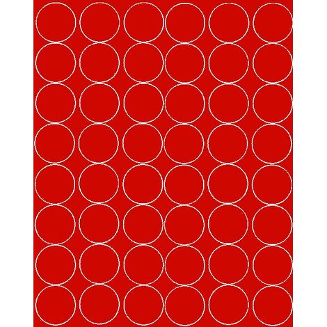 Autocollants ronds de 6 cm, pastilles, 48 pièces, rouge brillant