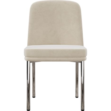 Juego de 4 sillas de comedor de terciopelo beige con asiento acolchado y patas plateadas MODENUIT (1/5)