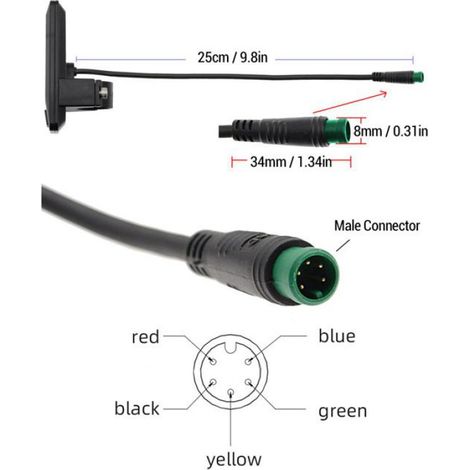 compteur d'affichage de vélo électrique Écran LCD pour vélo électrique, connecteur anti-pluie à 5 cœurs, sport electrique (1/5)