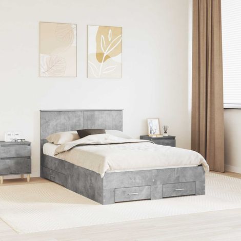 Bed Frame Concrete Grey 120 x 190 cm Engineered Wood vidaXL (1/5)