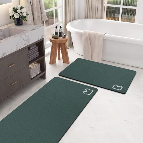 Lot de 2 Tapis de bain, antidérapants, absorbants, séchage rapide, dos en caoutchouc, facile entretien, 40x120 cm, salle de bain