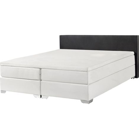 Letto Boxspring Ecopelle Nera e Bianca Materasso a Molle 160 x 200 cm President (1/5)