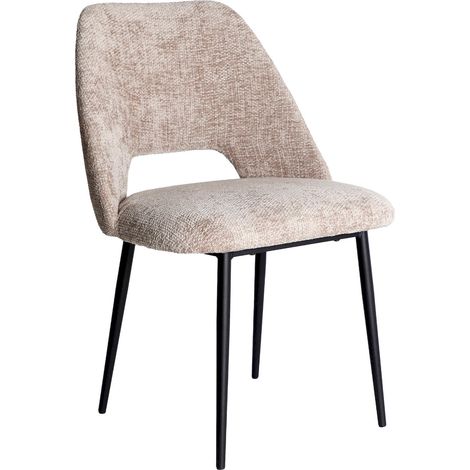 Chaise contemporaine beige en polyester et bois noir design élégant - Beige doux et bois noir profond (1/5)