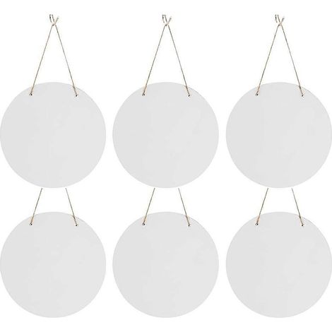 Set aus 6 runden 30 cm (12 Zoll) großen Halterungen für den Sublimationsdruck auf weißen MDF-Hartplatten zum Aufhängen an der Wand. (1/5)