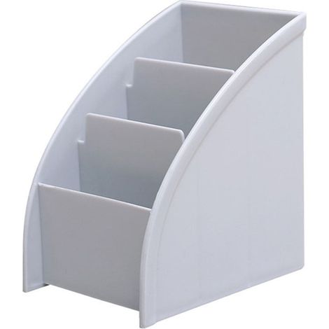 Boîte De Rangement Pour Télécommande Et Stylos - Organisation De Bureau - Design En Escalier À Trois Compartiments - Plastique - 11,5 x 8,5 x 13 cm - 1 Pièce (1/5)