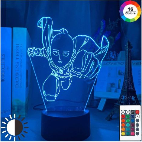 One Punch Man Saitama Figure Led Veilleuse Lampe our La Décoration De La Maison Veilleuse Cool Manga Magasin Décor Idées Table 3d Lumière (1/5)