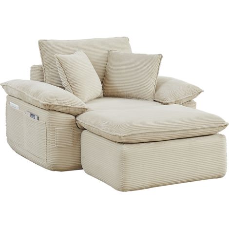 Canapé sans ossature avec fonction couchage – Cloud Couch rembourré et moelleux, fauteuil de sol 1 place sans montage avec repose-pieds, poches de rangement, combinaison modulaire, pour salon et burea (1/5)