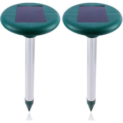 Set mit 2 solarbetriebenen, wasserdichten Ultraschall-Maulwurf- und Mäuseabwehrgeräten für den Garten