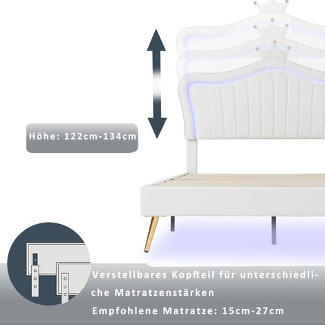 Polsterbett aus Stoff in Weiß 203 x 102 x 122 cm HOMAIRE (1/5)
