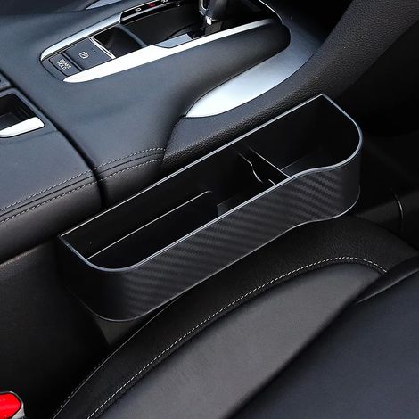 (Noir - Côté droit) Accessoires auto : porte-gobelet, boîte de rangement, organiseur, combleur d'espace entre les sièges, intérieur de coffre en fibre de carbone (1/5)