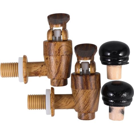 Robinet pour Tonneau en Plastique Bouchon Étanche, Design Imitation Bois, Ensemble de 2 Pièces pour Seaux à Vin et Occasions Spéciales (1/5)