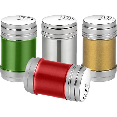 Bocaux à épices, 4 Pcs Pots à épices avec Couvercle Pivotant, Pot à épices en Verre, Verres à épices, pour la Conservation du thé, Sel, Poivre, Herbes ou Assaisonnements (M2) (1/4)