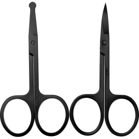 schwarze Scheren für Augenbrauen und Nasenhaare, Gesichtspflegeset, Bart, Augenbrauen, Wimpern und Nägel