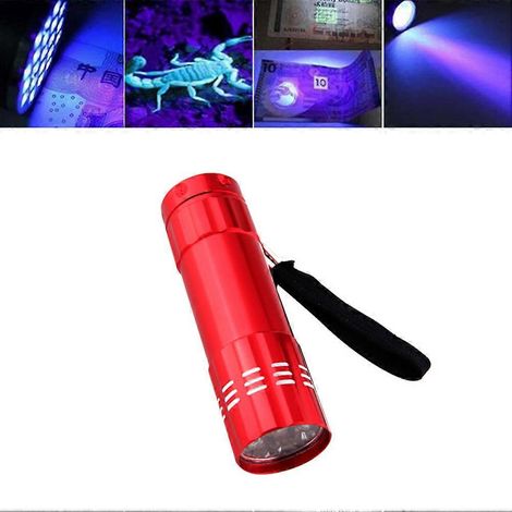 Lampe torche portable étanche à ultraviolets 395 nm avec 9 LED, idéale pour la chasse et la détection de billets (sans pile).