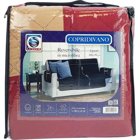 MAURY'S COPRIDIVANO REVERSIBILE A 3 POSTI 280 X 190 CM COLORE ASSORTITO (1/2)