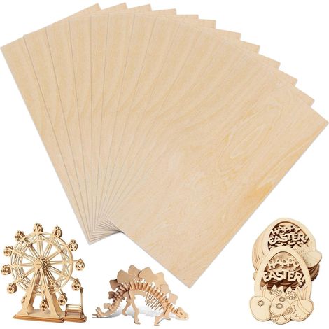 16 Pièces Plaque Bois,150 x 100 x 2 mm Feuille Bois Balsa,DIY Créatif (1/5)