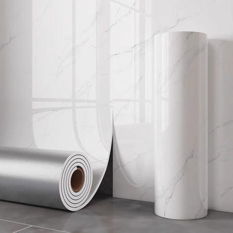 Marble texture, 1 roll of waterproof wall sticker, self-adhesive wallpaper for bedroom, 60 cm x 3 m, white. (1/5)