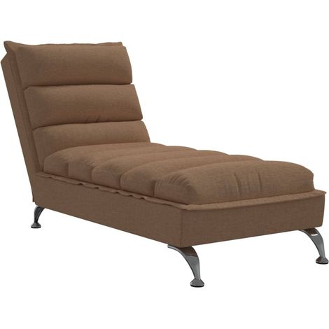 vidaXL Chaise longue avec coussins marron tissu