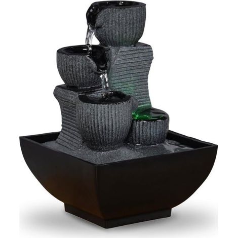 Fontaine d'intérieur Zen Kini avec LED colorées, cascade relaxante de 18 cm pour la méditation, décoration moderne pour salon/bureau (1/5)