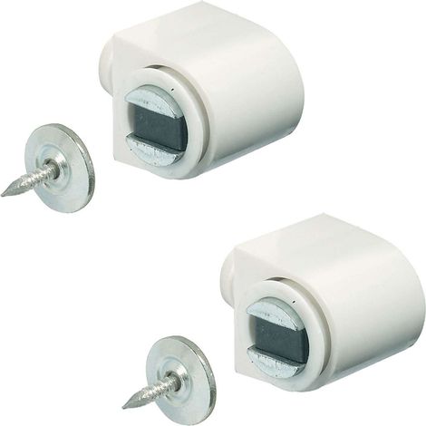 Cyclingcolors – Lot de 2 loqueteaux magnétiques à aimant rond blanc – Inclus vis et contreplaque universelle – Pour meubles cuisine et salle de bain (1/2)