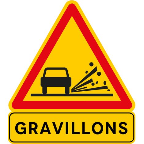 Signalisation de Travaux Temporaires Panneaux de Travaux Temporaires. Danger Chantier Temporaire - Attention gravillons - Panneau rétroréfléchissant