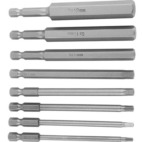 8-teiliges BST 1/4"-Sechskantschraubendreher-Bit-Set, 100 mm Länge, für Größen von 2,5–12 mm, Profi-Set (1/5)
