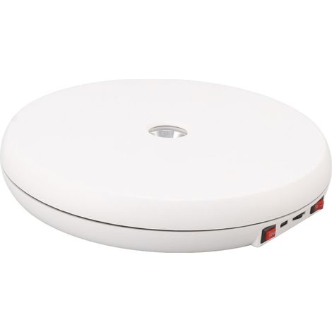Présentoir rotatif électrique 25 cm avec éclairage LED, capacité de charge 20 kg, plateau tournant électrique silencieux intelligent, USB 5 V, blanc (1/5)