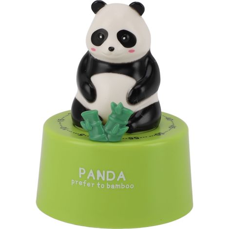 Minuteur de cuisine mécanique en forme d'animal mignon, base magnétique, alarme sonore, compte à rebours de 60 minutes, panda avec base verte (1/5)