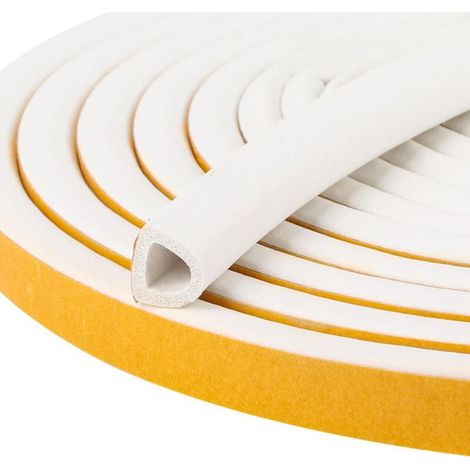 Rouleau de 6 mètres de joint d'étanchéité auto-adhésif en caoutchouc blanc pour portes en bois, pour isolation phonique, coupe-vent et anti-poussière (1/5)